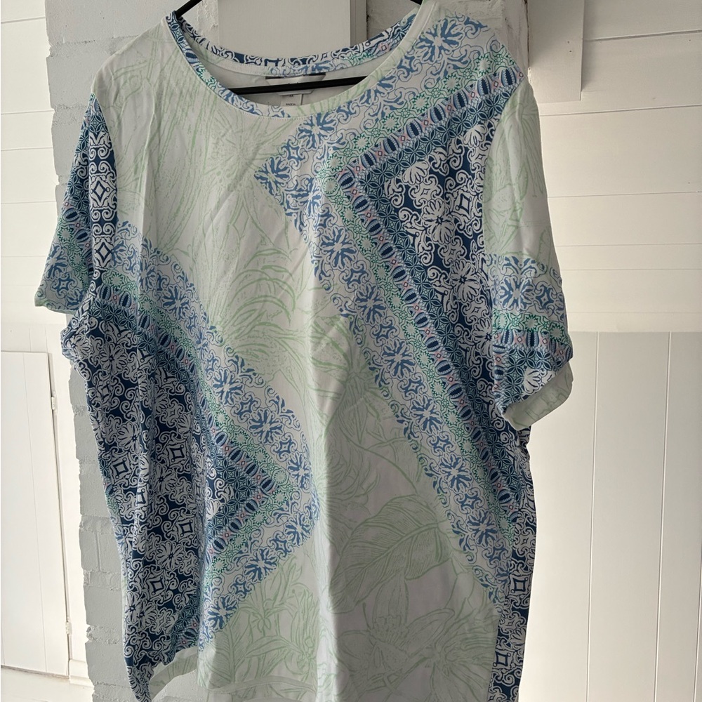 CJ Banks Blue and White Top